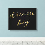 Schwarz und Gold Foil Dream Big Wrapped Canvas 14x Leinwanddruck (Insitu (Holzboden))