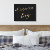 Schwarz und Gold Foil Dream Big Wrapped Canvas 14x Leinwanddruck (Insitu (Schlafzimmer))