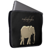 Schwarz und Gold Foil Elefant Mit Monogramm Laptopschutzhülle (Vorne Rechts)