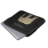 Schwarz und Gold Foil Elefant Mit Monogramm Laptopschutzhülle (Vorne Knopf)