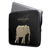 Schwarz und Gold Foil Elefant Mit Monogramm Laptopschutzhülle (Vorderseite Links)