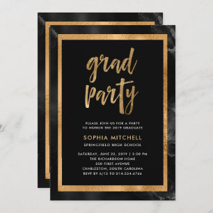 Schwarz und Gold Foto der Absolventen Einladung