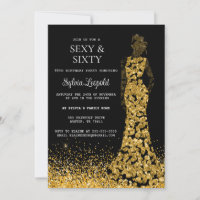 Schwarz und Gold Frauen in Kleid 60. Geburtstag