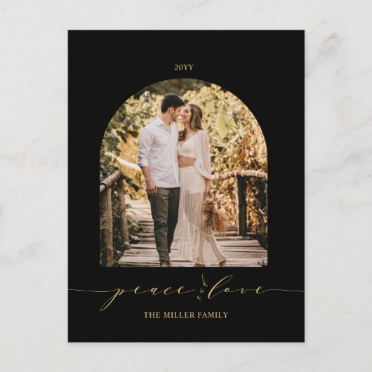 Schwarz und Gold | Frieden und Liebe Weihnachten F (Vorderseite)