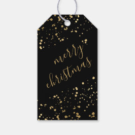 Schwarz und Gold Frohe Weihnachten Geschenkanhänger