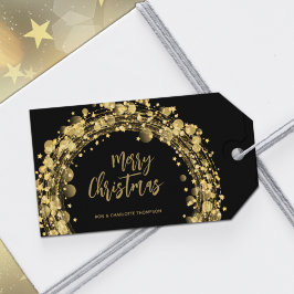 Schwarz und Gold Frohe Weihnachten Geschenkanhänger