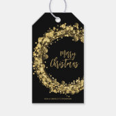 Schwarz und Gold Frohe Weihnachten Geschenkanhänger (Vorderseite)