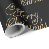 Schwarz und Gold Frohe Weihnachten Geschenkpapier (Rolleneckpunkt)