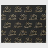 Schwarz und Gold Frohe Weihnachten Geschenkpapier (Flach)