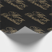 Schwarz und Gold Frohe Weihnachten Geschenkpapier (Ecke)