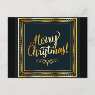 Schwarz und Gold Frohe Weihnachten Postkarte