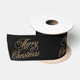 Schwarz und Gold Frohe Weihnachten Satinband