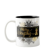 Schwarz und Gold Frohe Weihnachten Tasse