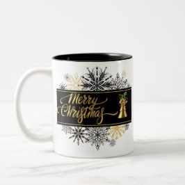 Schwarz und Gold Frohe Weihnachten Tasse