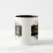 Schwarz und Gold Frohe Weihnachten Tasse (Mittel)
