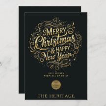 Schwarz und Gold Frohe Weihnachten und Glück im ne