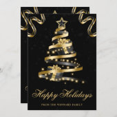 Schwarz und Gold Funkelnd Ribbon Tree Weihnachten (Vorne/Hinten)