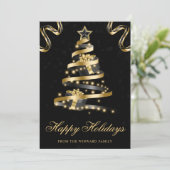 Schwarz und Gold Funkelnd Ribbon Tree Weihnachten (Stehend Vorderseite)