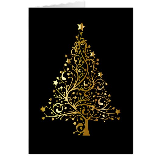 Schwarz und Gold Funkelnd Weihnachtsbaumdesign (Vorne)