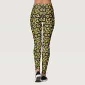 Schwarz und Gold Funky Patterns Leggings (Rückseite)
