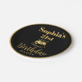 Schwarz und Gold - Geburtsdatum Pappteller (Schrägansicht)