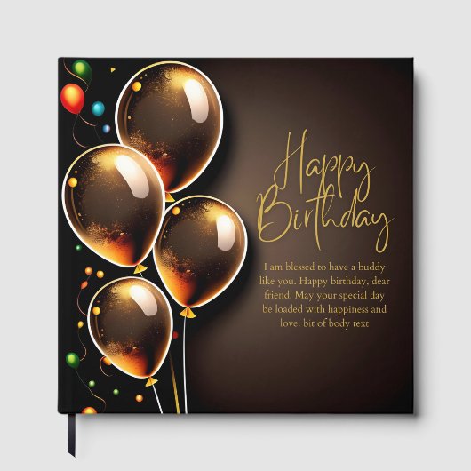 Schwarz und Gold Geburtstag Gästebuch (Vorderseite)