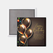 Schwarz und Gold Geburtstag Magnet (Vorderseite/Rückseite)
