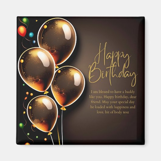 Schwarz und Gold Geburtstag Magnet (Vorne)