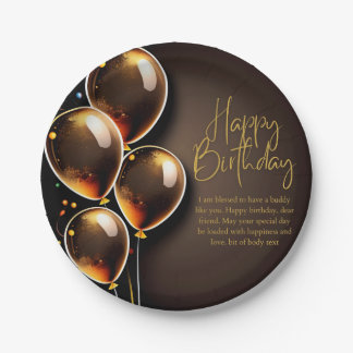 Schwarz und Gold Geburtstag Pappteller