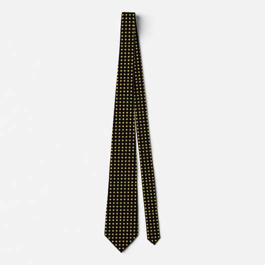 Schwarz und Gold (Gelb) Polka Dot Anpassbare Krawa Krawatte (Vorderseite)