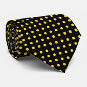 Schwarz und Gold (Gelb) Polka Dot Anpassbare Krawa Krawatte (Gerollt)