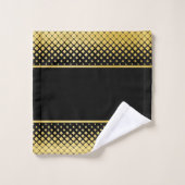 Schwarz und Gold Geometrie Badhandtuch Set (Waschlappen)