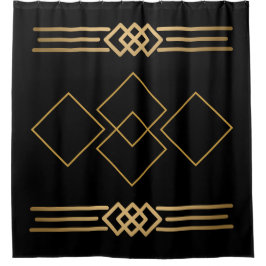 Schwarz und Gold geometrisch Duschvorhang