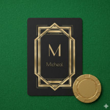 Schwarz und Gold geometrisch | Monogramm und Name