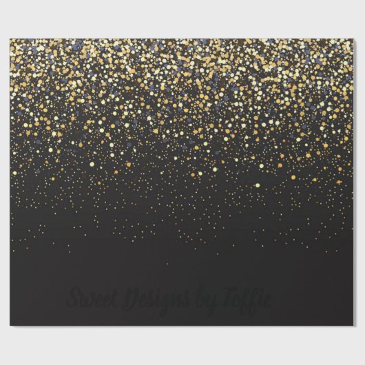 Schwarz und Gold Geschenkpapier (Flach)