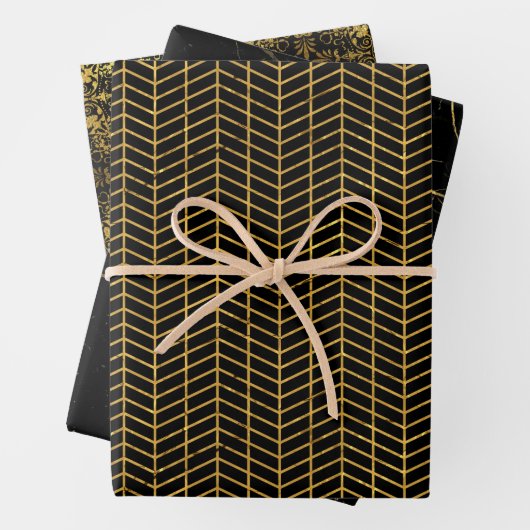 Schwarz und Gold Geschenkpapier Set (Beispiel)