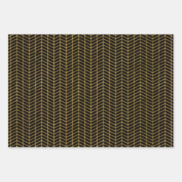 Schwarz und Gold Geschenkpapier Set