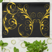 Schwarz und Gold Geschirrtuch (Gefaltet)