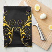 Schwarz und Gold Geschirrtuch (Viertel Falte)