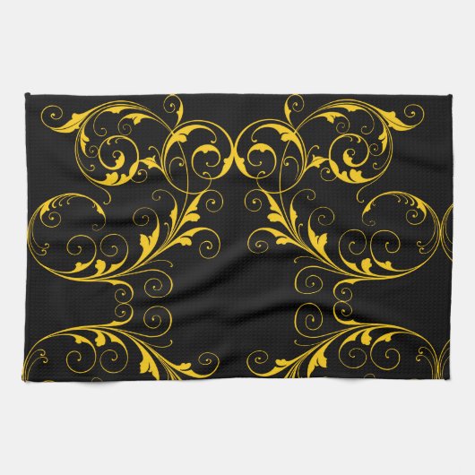 Schwarz und Gold Geschirrtuch (Horizontal)