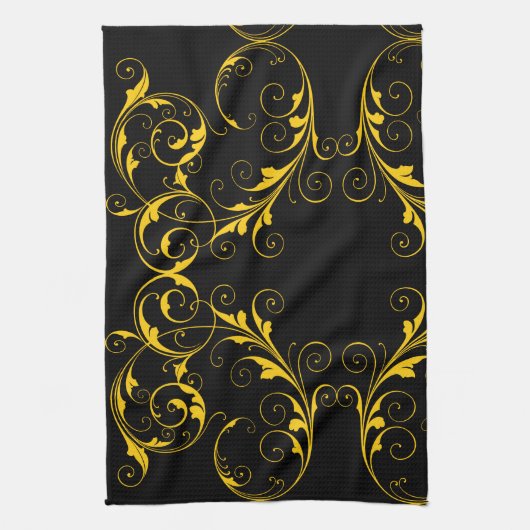 Schwarz und Gold Geschirrtuch (Vertikal)