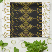 Schwarz und Gold Geschirrtuch (Gefaltet)