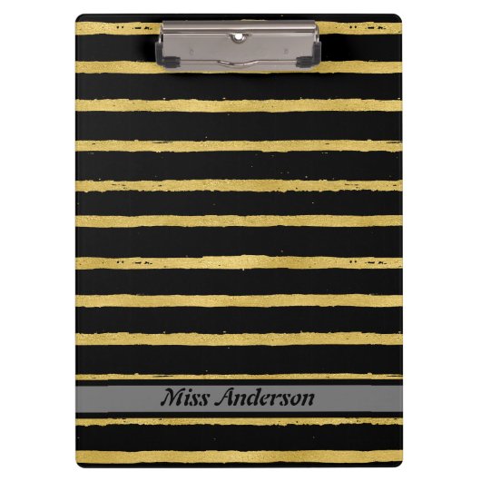 Schwarz und Gold gestreifte, individuell anpassbar Klemmbrett (Vorderseite)