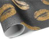 Schwarz und Gold Glam Lips Muster Geschenkpapier (Rolleneckpunkt)