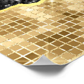 Schwarz und Gold Glam tränen glücklich Neues Jahr Poster (Ecke)