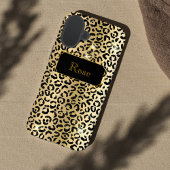 Schwarz und Gold glamouröser Leparddruck Case-Mate iPhone Hülle