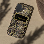 Schwarz und Gold glamouröser leparger Glitzer-Druc Case-Mate iPhone Hülle