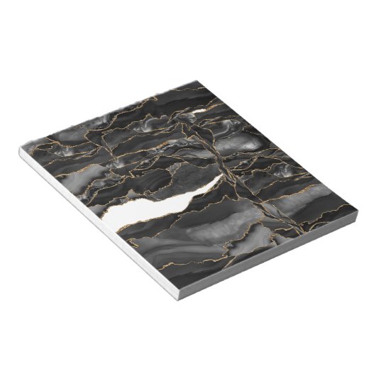 Schwarz und Gold Glitzer Agate Notizblock (angewinkelt)