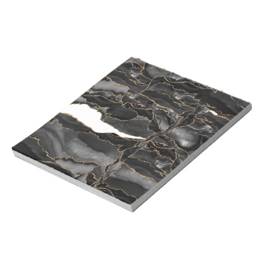 Schwarz und Gold Glitzer Agate Notizblock (Rotiert)