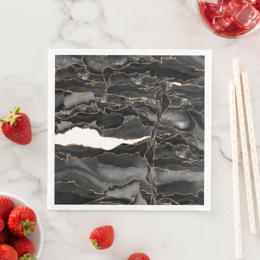Schwarz und Gold Glitzer Agate Serviette (Beispiel)